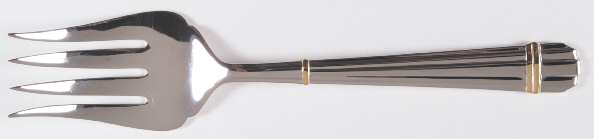 Stanford (Stainless, Gold Accent) Medium Solid Cold Meat Serving Fork