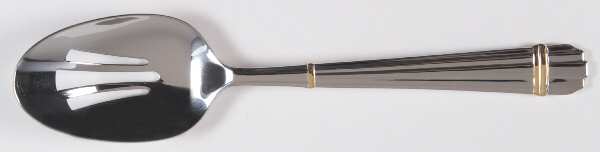 Stanford (Stainless, Gold Accent) Pierced Tablespoon (Serving Spoon)
