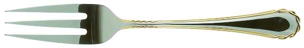 Tasha (Stainless, Gold Accent) Medium Solid Cold Meat Serving Fork