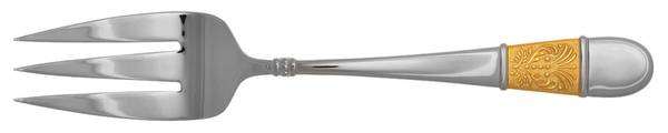 Medalia-Gold Accent (Stainless) Large Solid Cold Meat Serving Fork