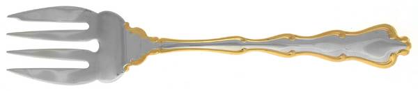 Princess Anne Gold Accent (Stainless, Gold Accent) Medium Solid Cold Meat Serving Fork