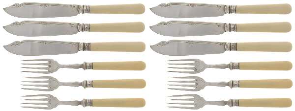 YAB1 (Sterling) (12 Pc) Indivudal Fish Set (6 FFSV + 6 FKSV)