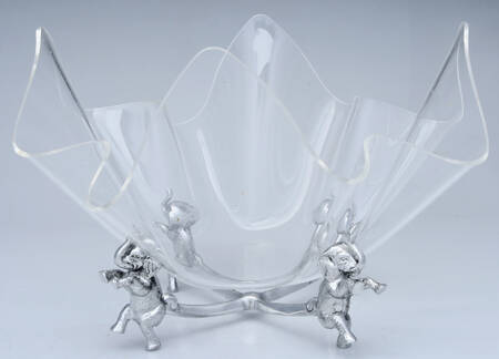 Elephants (Aluminum, Hollowware) 14" Acrylic Bowl with Metal Stand
