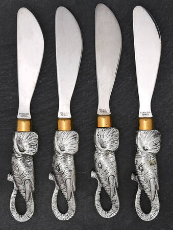 Elephants (Aluminum, Hollowware) Individual Spreader - Set of 4