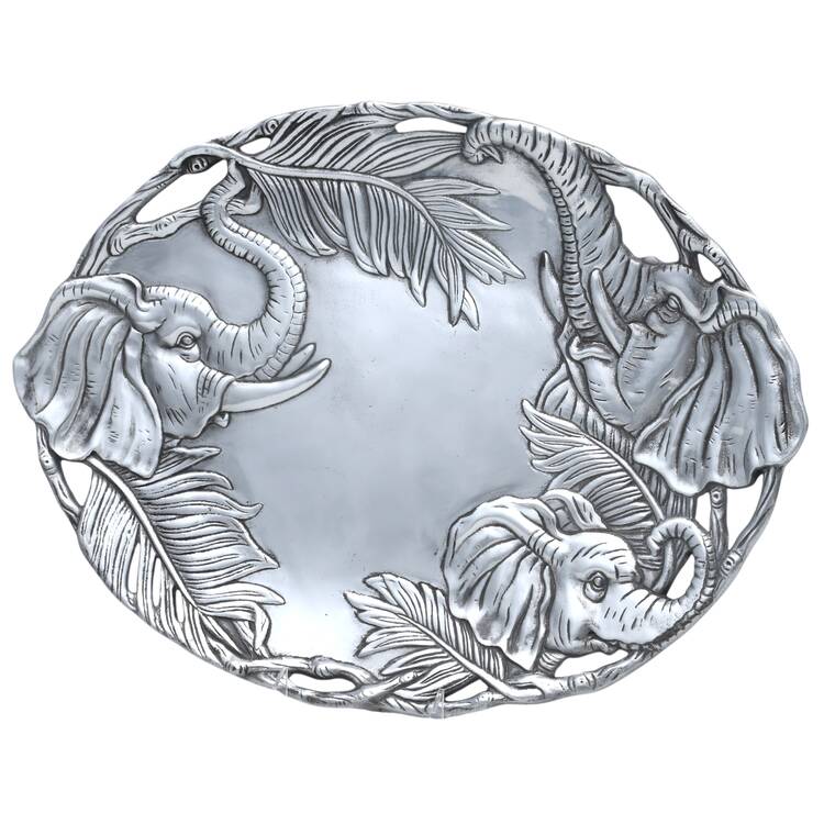 Elephants (Aluminum, Hollowware) 18" Oval Serving Platter