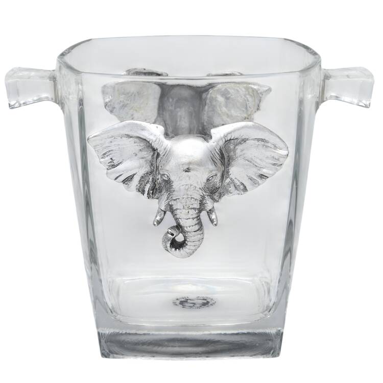 Elephants (Aluminum, Hollowware) Glass & Metal Ice Bucket