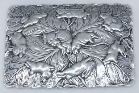 Bunnies (Aluminum, Hollowware) Lid for Divided Playing Card Box