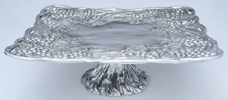 Grape (Aluminum, Hollowware) 12" Square Pedestal Cake Stand