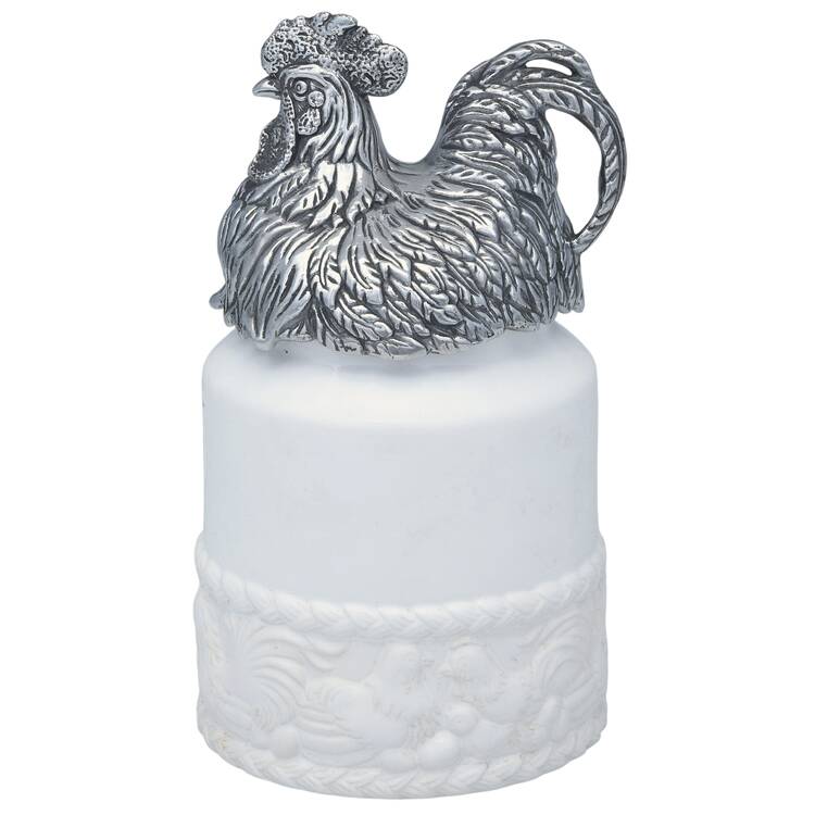 Rooster (Aluminum, Serveware) Small Ceramic Canister & Lid