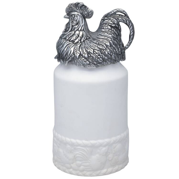 Rooster (Aluminum, Serveware) Medium Ceramic Canister & Lid
