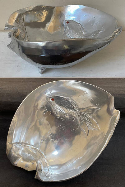 Wonders of the Water (Aluminum, Serveware) 11" Footed Shell Shape Bowl