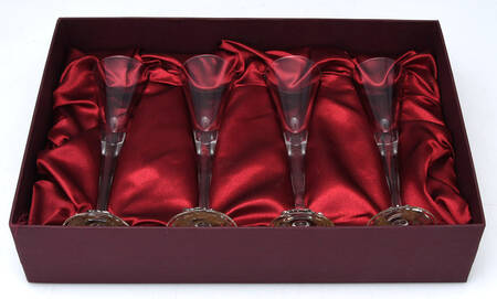 Butterfly (Aluminum, Serveware) Glass Cordial with Metal Stem & Base - Set of 4
