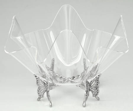Butterfly (Aluminum, Serveware) 14" Acrylic Bowl with Metal Stand