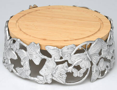 Butterfly (Aluminum, Serveware) Cheese Plate with Wood Insert