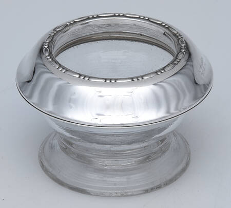 120 (Sterling, Hollowware) Crystal Open Salt Master w/Sterling Rim