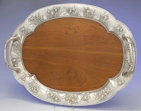 A3B1 (Sterling, Hollowware) 25" Wood Center Waiter Tray
