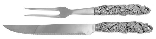 Endangered Kingdom (Aluminum, Hollowware) Large 2-Piece Roast Carving Set w/Stainless Blade