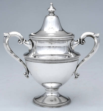X100-Plain(Sterling, Hollowware) Sugar Bowl & Lid