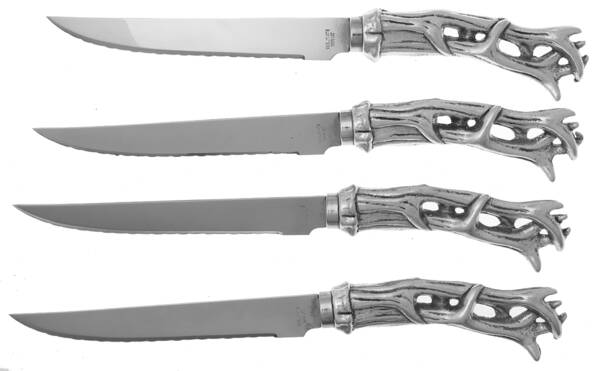 Antler (Pewter, Hollowware) Individual Steak Knife Hlw Hdl Serrate Blade - Set of 4