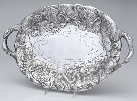 Swan (Aluminum, Hollowware) 17" Oval Handled Tray