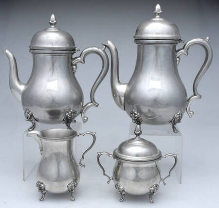 Colonial (Pewter, Hollowware) 4 Piece Tea Set (CP2, TP2, CR2, SU2)