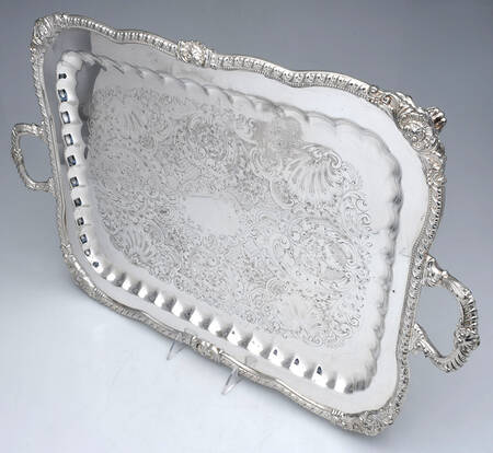 Silverplate Hollowware Large Footed Waiter Tray