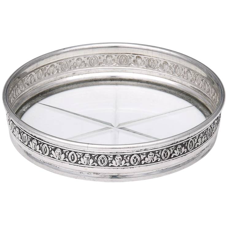 Sterling Hollowware Crystal Coaster with Sterling Rim