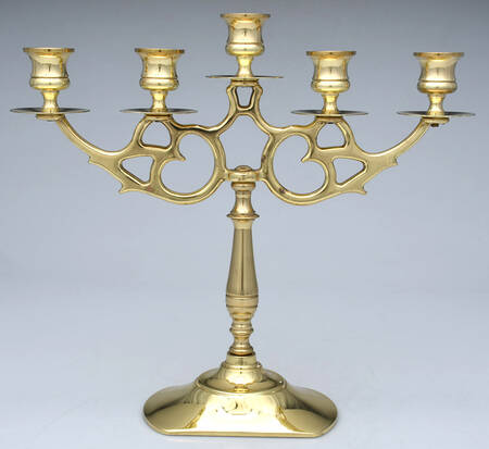 Brass Candlesticks 11" 5 Light Candelabra