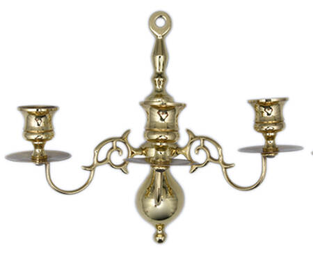 Brass Candlesticks 3 Arm Wall Sconce