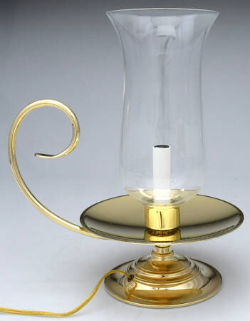 Brass Candlesticks Electrical Hurricane Lamp & Globe with Candlestick