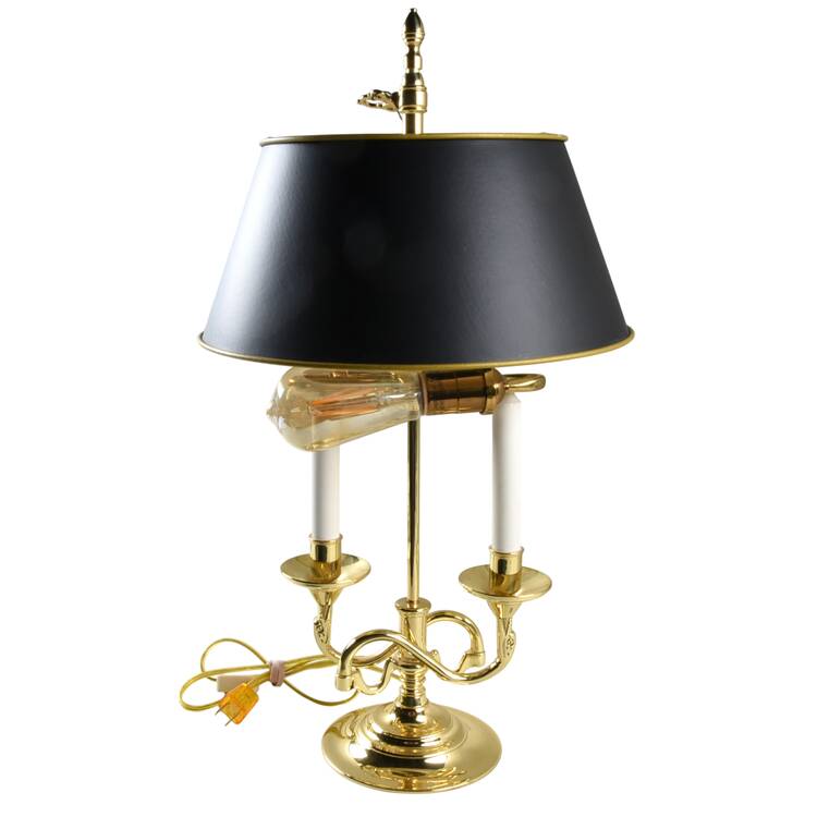 Brass Candlesticks 23" Electric Lamp & Shade