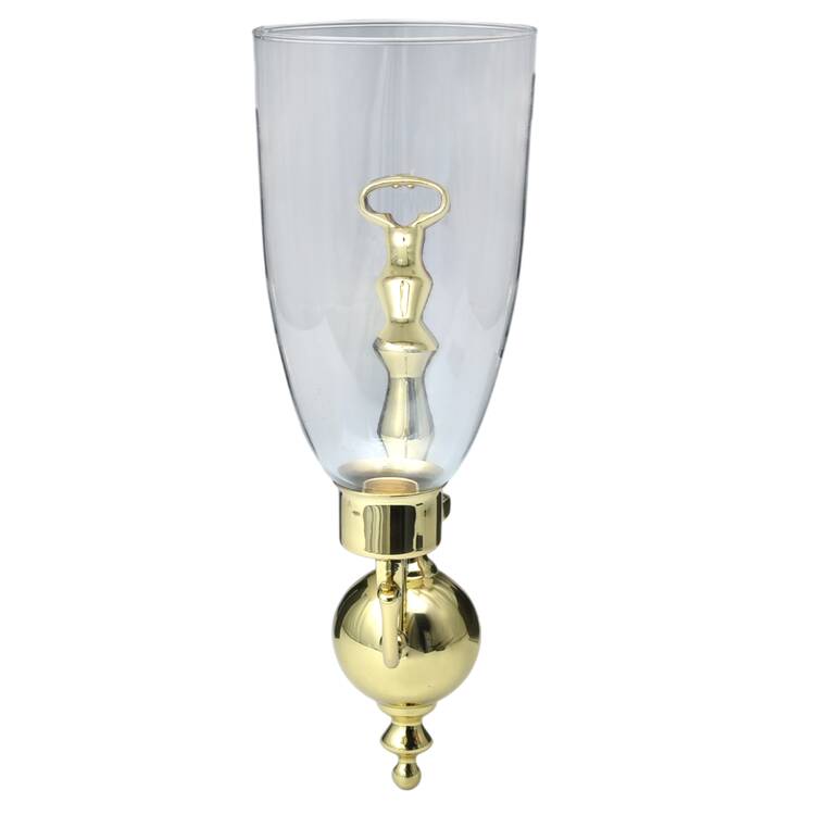 Brass Candlesticks Wall Sconce & Glass Globe