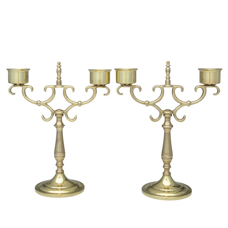 Brass Candlesticks Pair of 2 Light Candlesticks