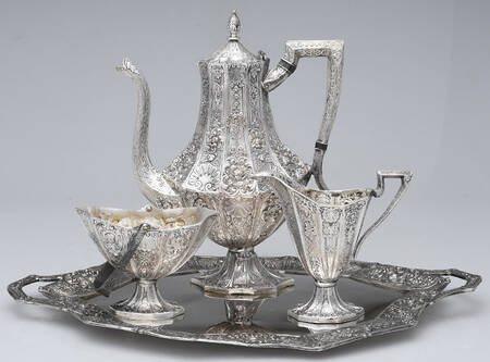 3153 (Silverplate, Hollowware) 4pc Coffee Set (PCP, PSUO, PCR & TROC14)