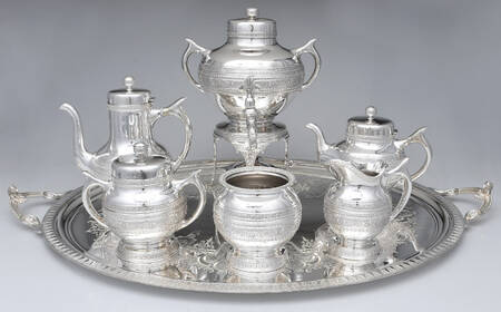 100 (Silverplate, Hollowware) 7 Piece Tea Set (CP, TP, CR,SU,WB, URNASB & WT28C)