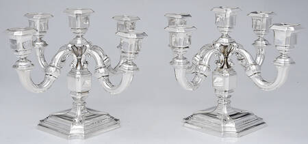 13214 (Sterling, Hollowware) Pair of 8" 5 Light Candelabra