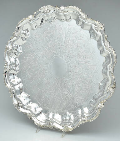 Silverplate Hollowware 16" 3-Toed Silverplate Round Tray by Baltimore Silver Co