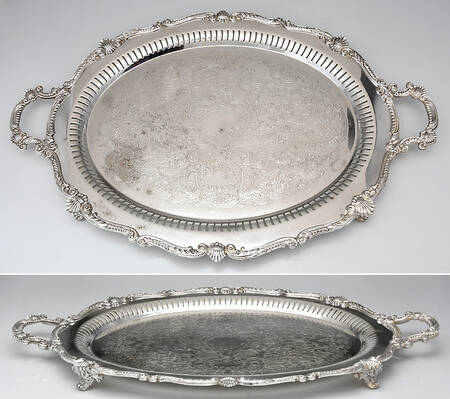 Silverplate Hollowware Large Footed Waiter Tray