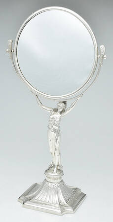 Silverplate Hollowware Standing Vanity Mirror