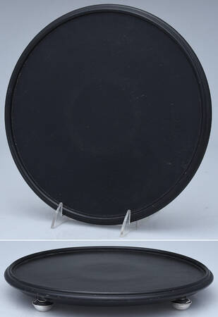 BCC9 (Sterling, Hollowware) Round Wood Tray with Sterling Feet, Complimentary