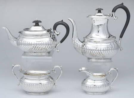 62 (Sterling, Hollowware) 4 Piece Tea Set (CPWH, TPWH, CR, SUO)