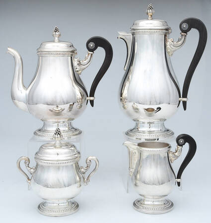 Perles (Silverplate, Hollowware) (4 Piece) Silverplate Tea Set