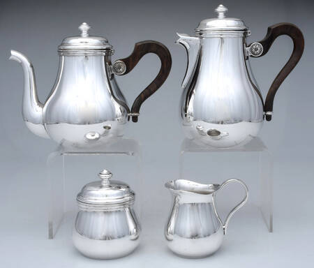 Bagatelle (Silverplate, Hollowware) Tea Set 4 Pc with Wood Handles