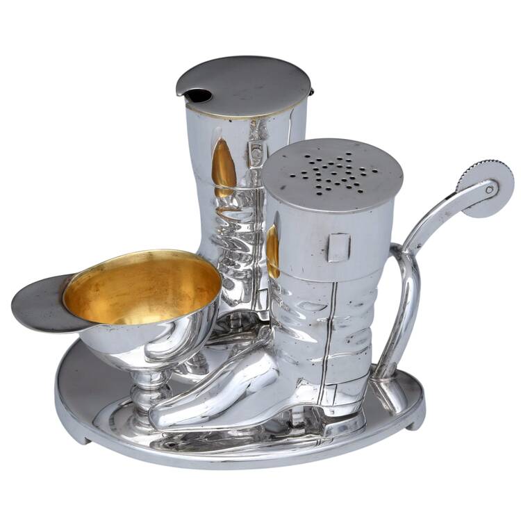 Silverplate Hollowware (4pc) Condiment Set & Stand