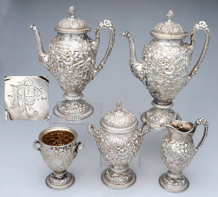 100 (Sterling, Hollowware) 5 Piece Tea Set (SCP, STP, SCR, SSU, UTB5)