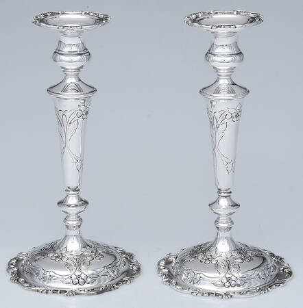 632 (Sterling, Hollowware) Pair of Candlesticks with Bobeche