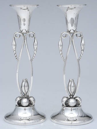 Blossom (Sterling, Hollowware) Pair of 10" Candlesticks