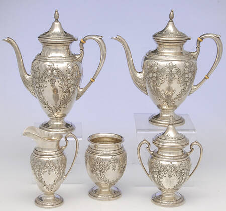Champlain (Sterling, Hollowware) 5 Piece Tea Set (SCP*, STP*, SCR*, SSU*, SWB*)
