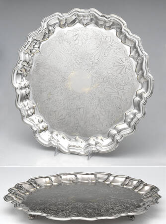 Silverplate Hollowware 16" Round Footed Tray