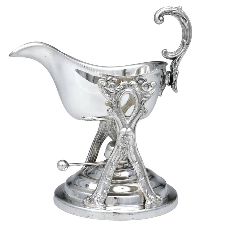 Silverplate Hollowware Swinging Gravy Boat, Stand, and Burner